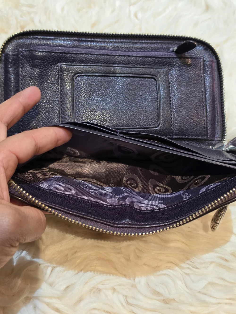 Brighton Black Pleated Zip-Around Wallet